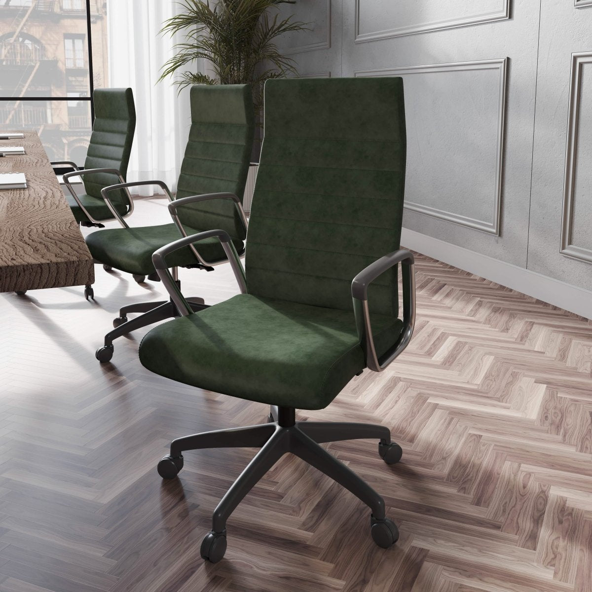 Hilton High - Back Leather Office Chair Adjustable Seat Height in Nylon