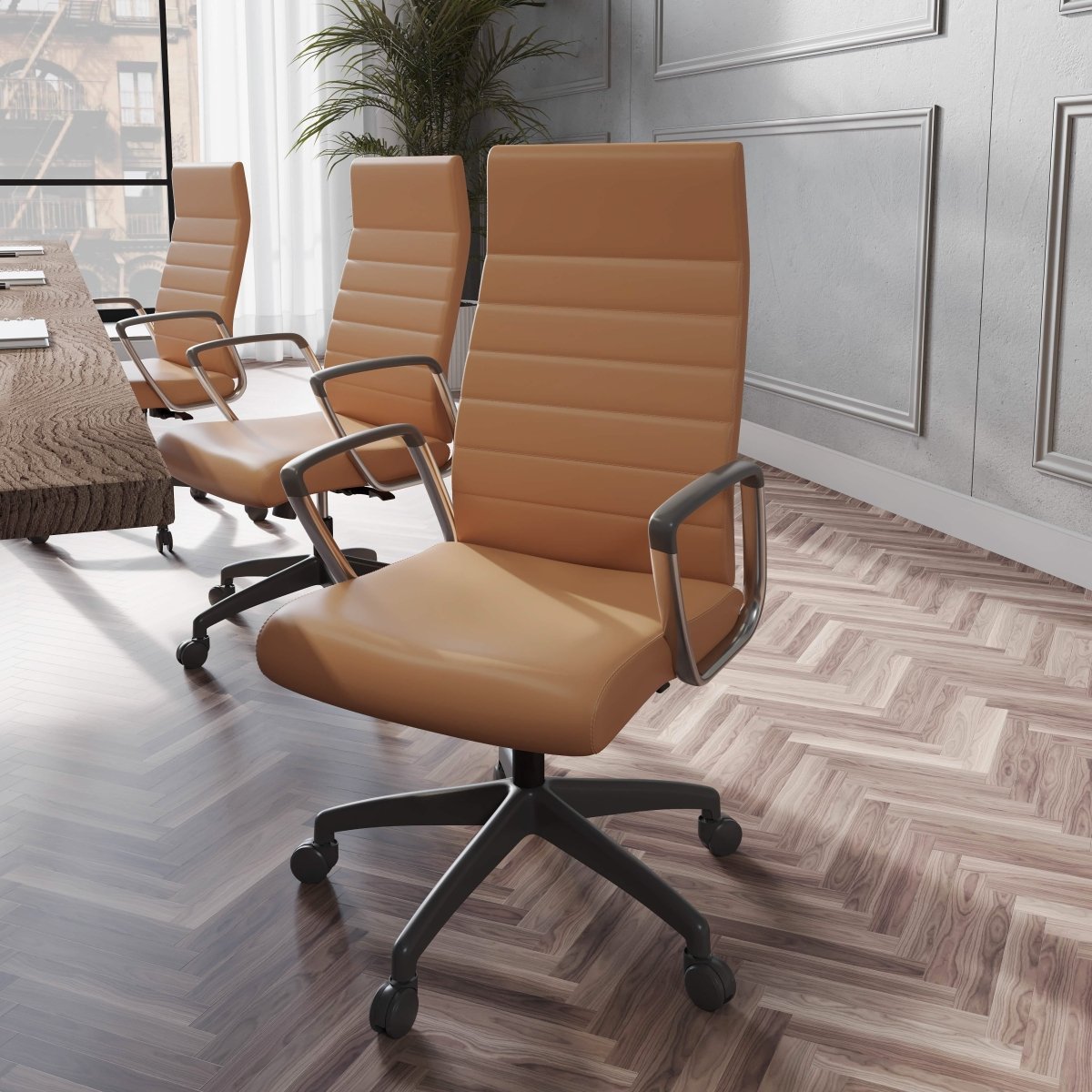 Hilton High - Back Leather Office Chair Adjustable Seat Height in Nylon