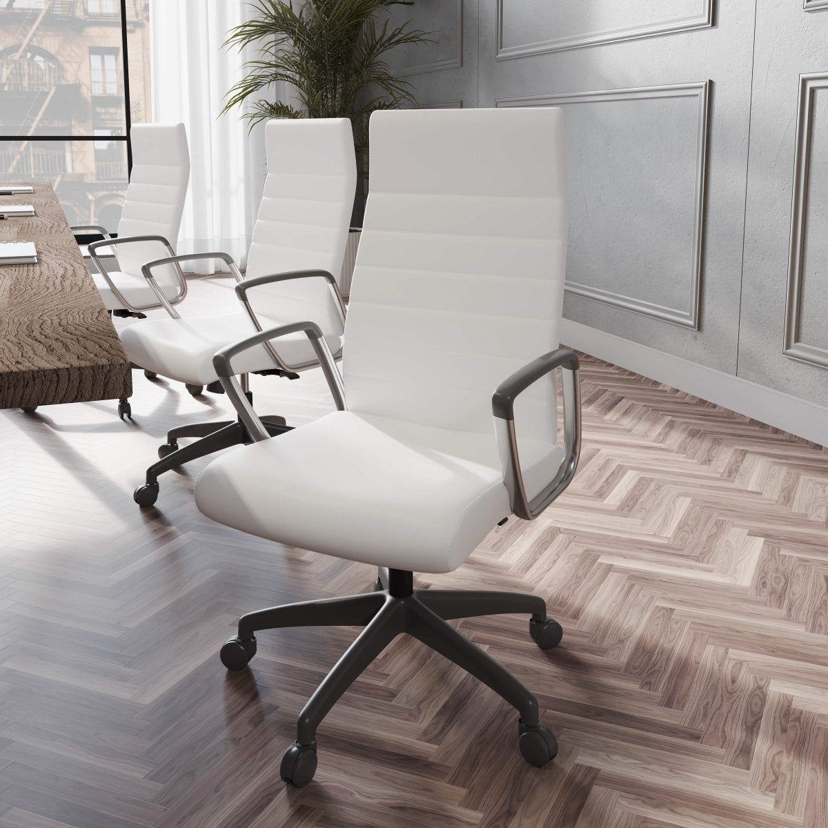 Hilton High - Back Leather Office Chair Adjustable Seat Height in Nylon