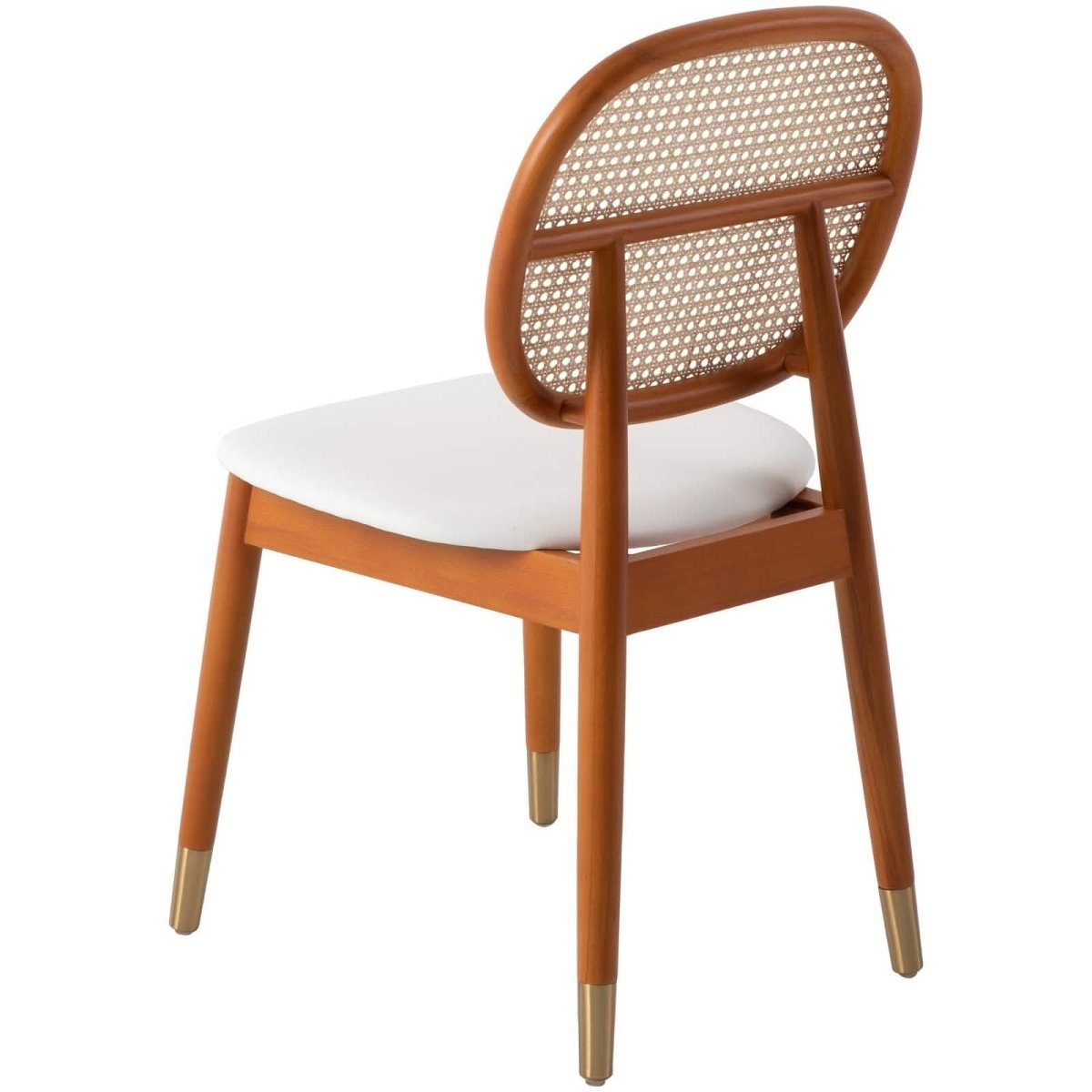 Holbeck Wicker Dining Chair with Upholstered Leather Seat and Beech Wood Legs