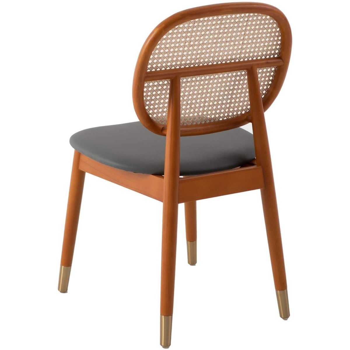 Holbeck Wicker Dining Chair with Upholstered Leather Seat and Beech Wood Legs