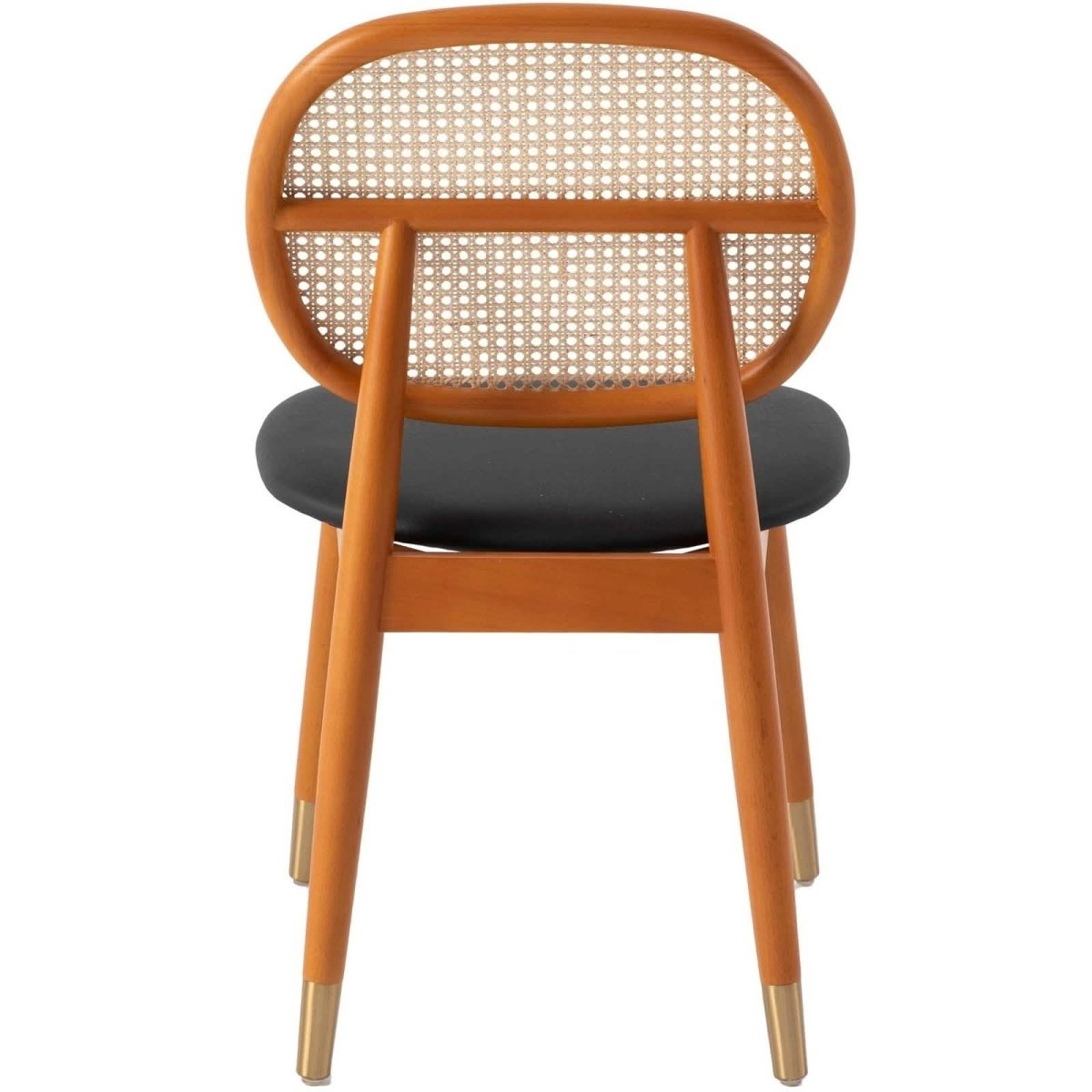 Holbeck Wicker Dining Chair with Upholstered Leather Seat and Beech Wood Legs