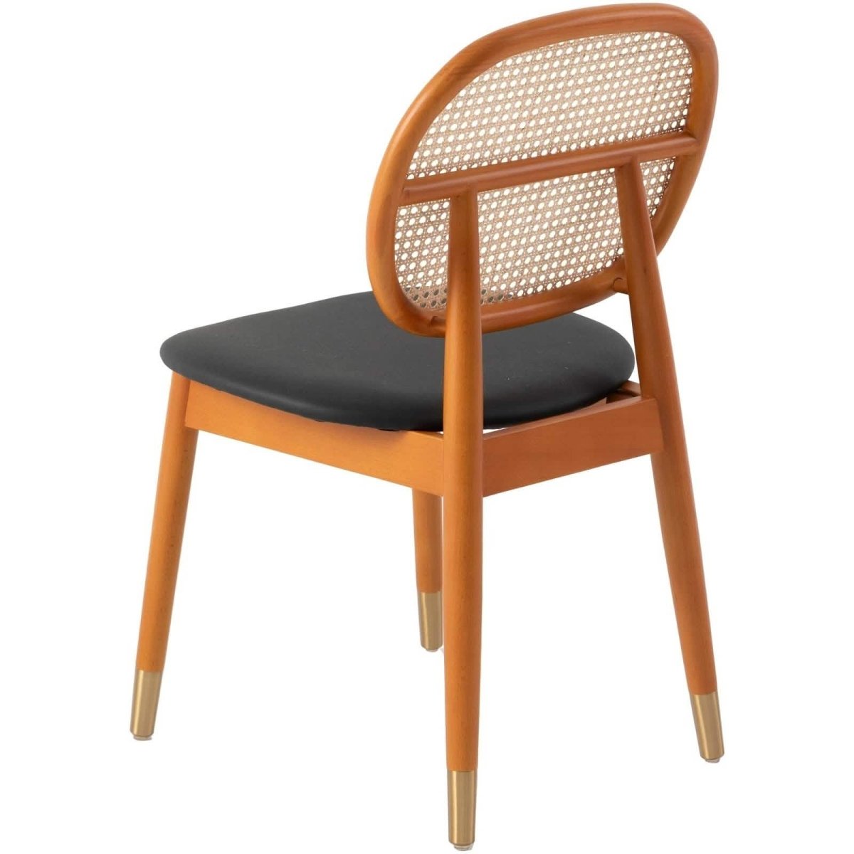 Holbeck Wicker Dining Chair with Upholstered Leather Seat and Beech Wood Legs
