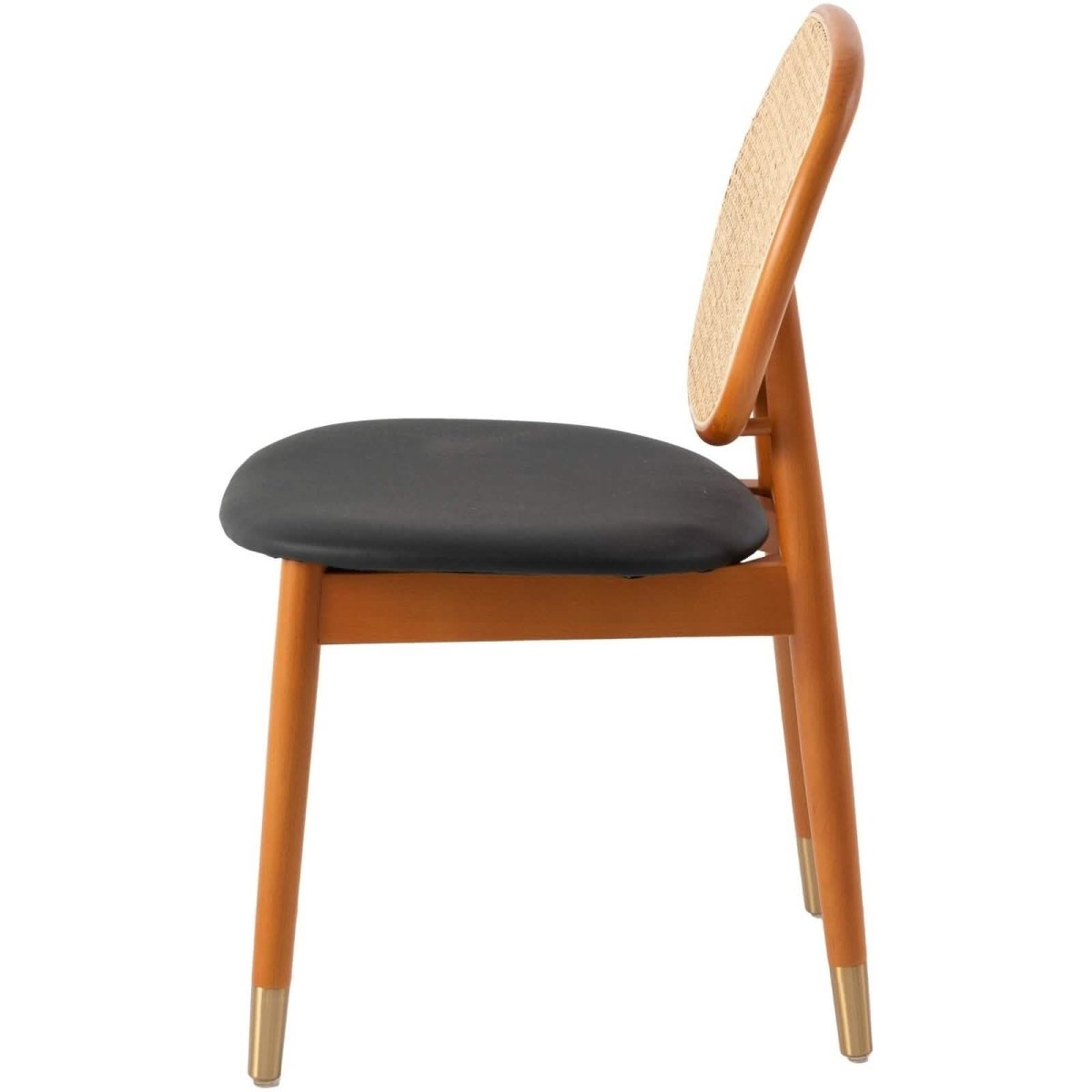 Holbeck Wicker Dining Chair with Upholstered Leather Seat and Beech Wood Legs
