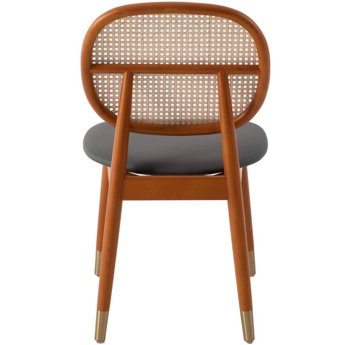 Holbeck Wicker Dining Chair with Upholstered Leather Seat and Beech Wood Legs
