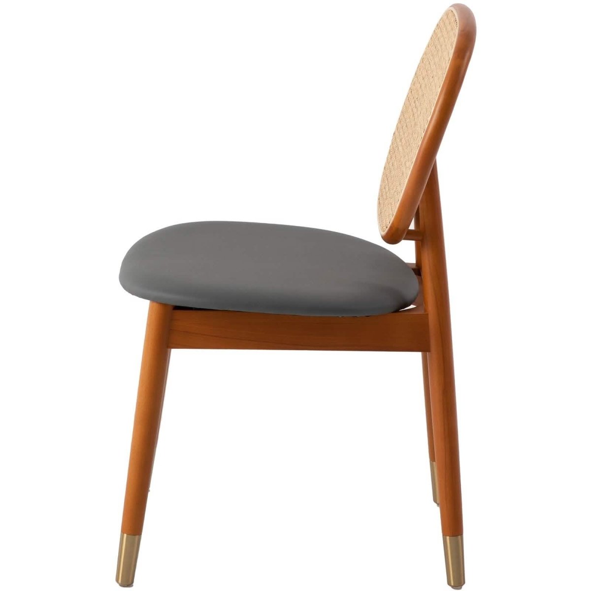 Holbeck Wicker Dining Chair with Upholstered Leather Seat and Beech Wood Legs