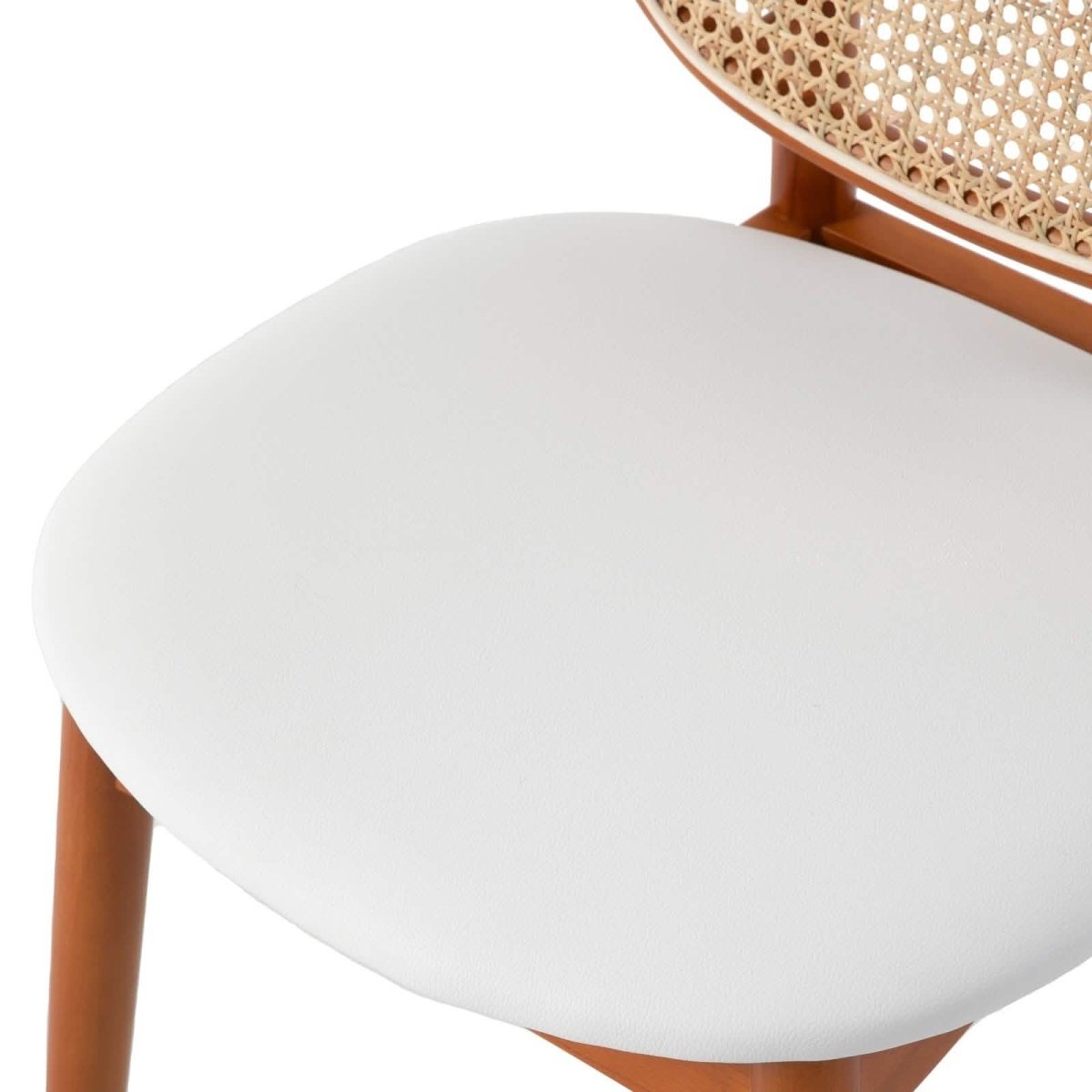 Holbeck Wicker Dining Chair with Upholstered Leather Seat and Beech Wood Legs