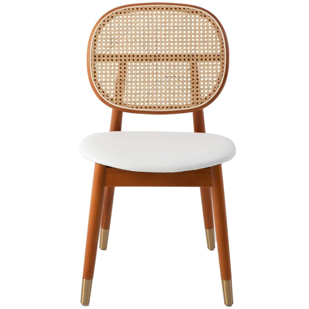 Holbeck Wicker Dining Chair with Upholstered Leather Seat and Beech Wood Legs