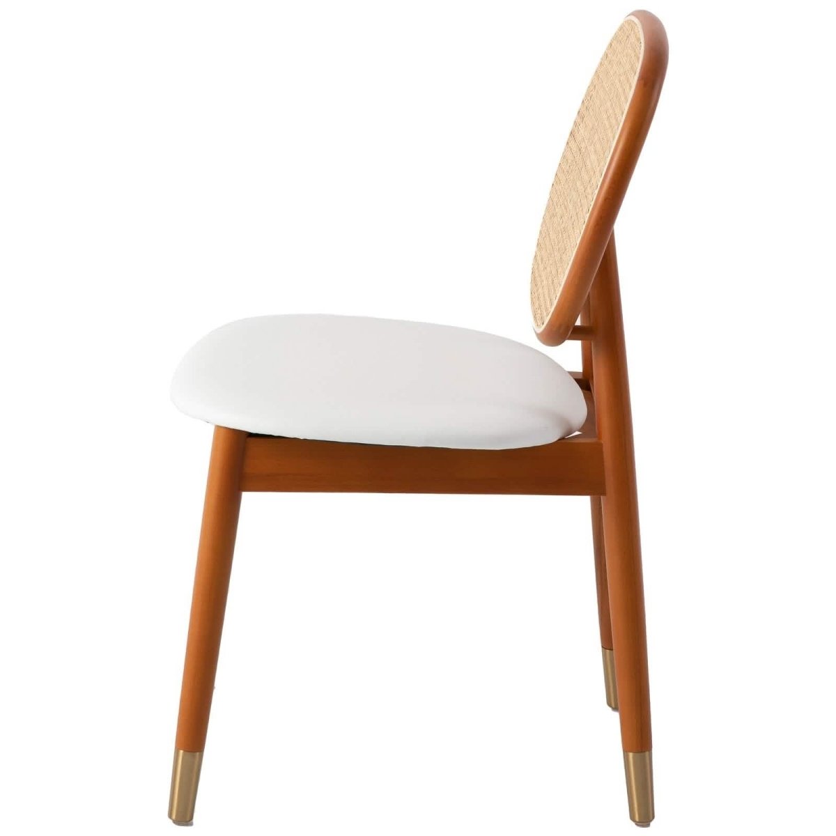 Holbeck Wicker Dining Chair with Upholstered Leather Seat and Beech Wood Legs