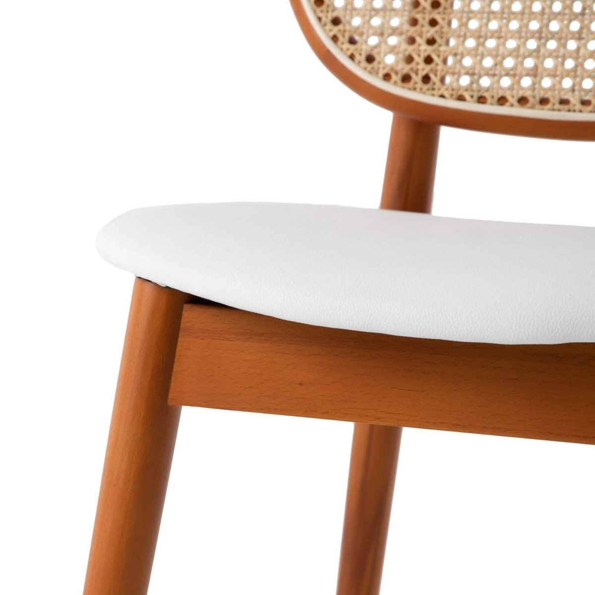 Holbeck Wicker Dining Chair with Upholstered Leather Seat and Beech Wood Legs