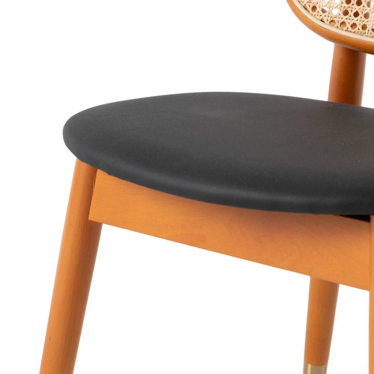 Holbeck Wicker Dining Chair with Upholstered Leather Seat and Beech Wood Legs