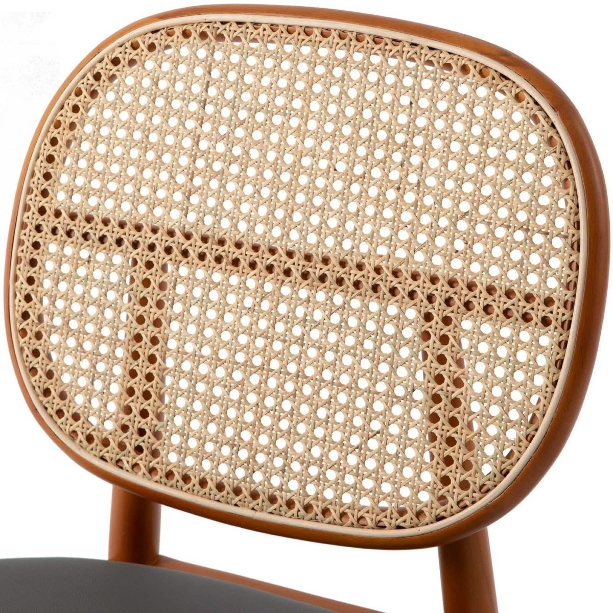 Holbeck Wicker Dining Chair with Upholstered Leather Seat and Beech Wood Legs