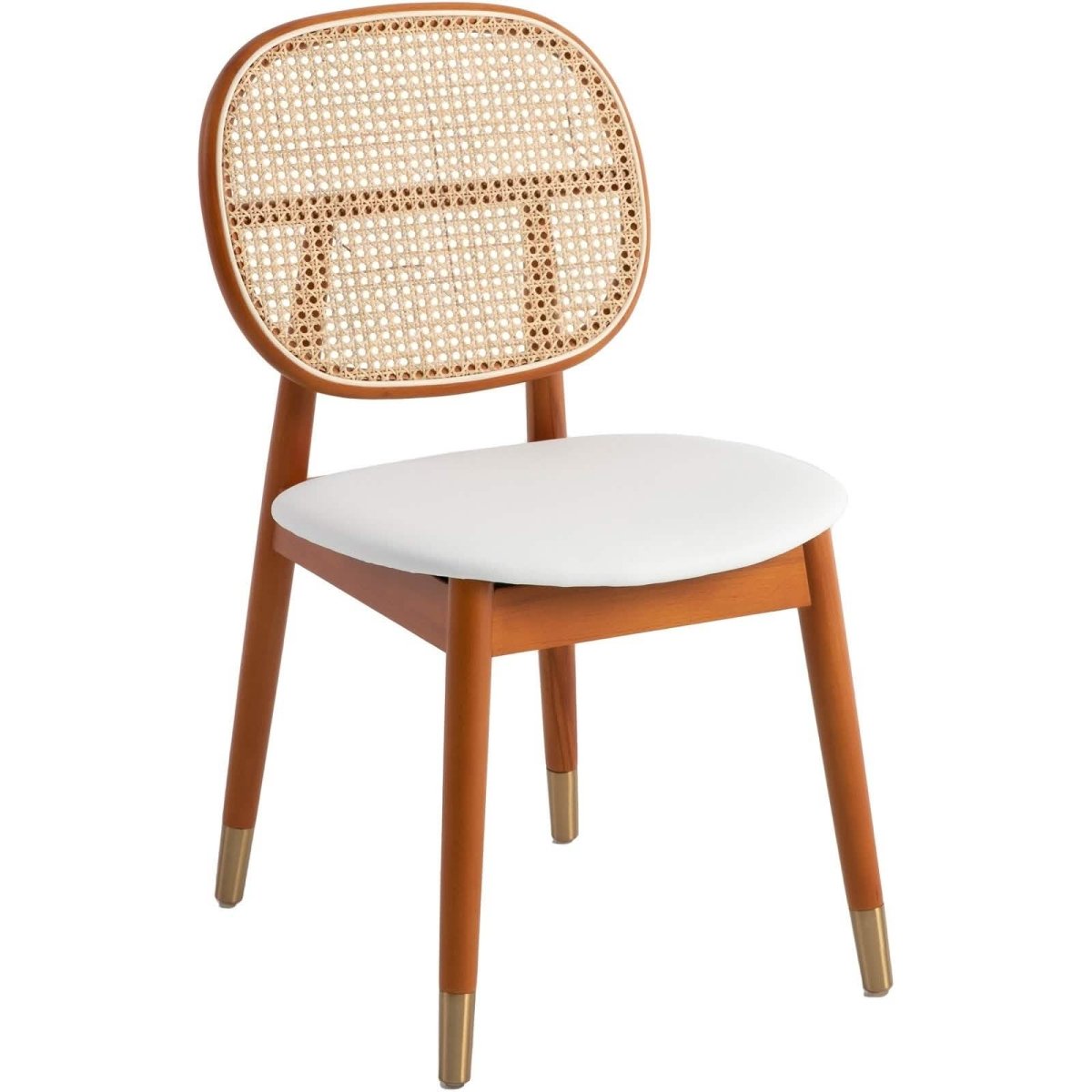 Holbeck Wicker Dining Chair with Upholstered Leather Seat and Beech Wood Legs