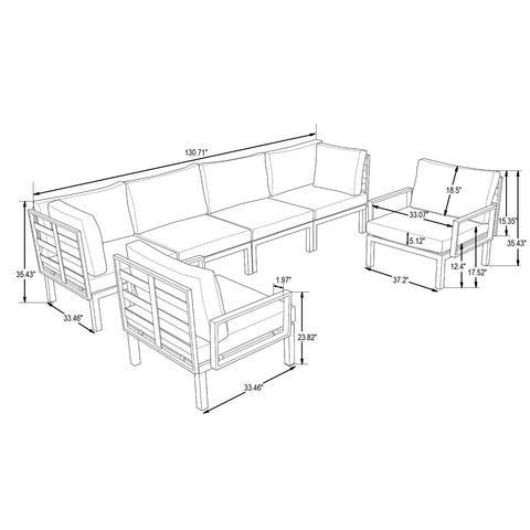 Hamilton 6-Piece Aluminum Patio Conversation Set With Cushions