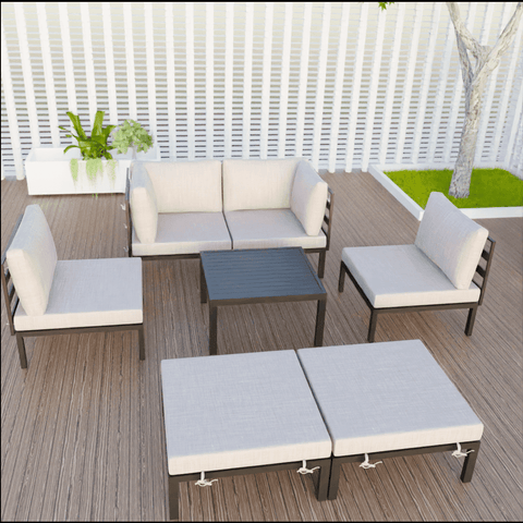 Hamilton 7-Piece Aluminum Patio Conversation Set With Coffee Table And Cushions