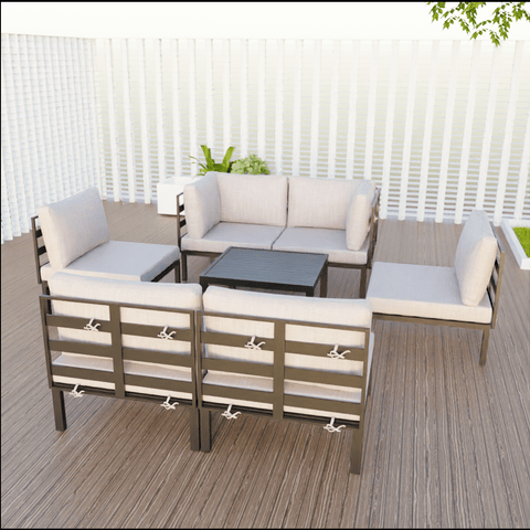 Hamilton 7-Piece Aluminum Patio Conversation Set With Coffee Table And Cushions