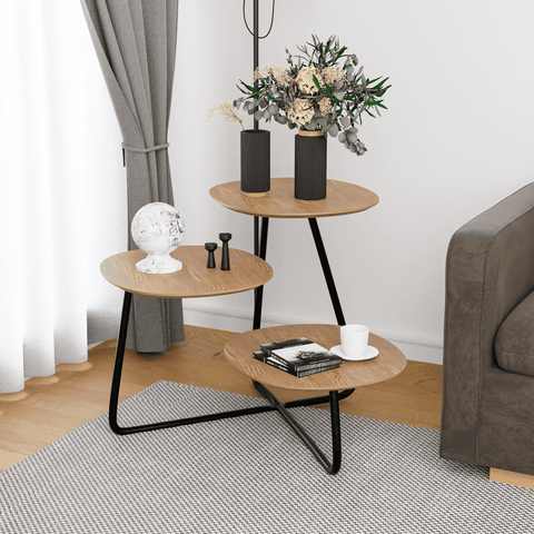 Hazelton Multi-Top End Tables with Manufactured Wood Top and Powder Coated Steel Frame