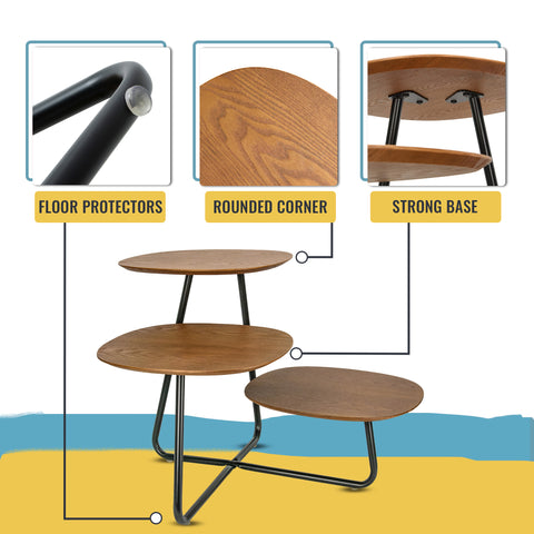 Hazelton Multi-Top End Tables with Manufactured Wood Top and Powder Coated Steel Frame