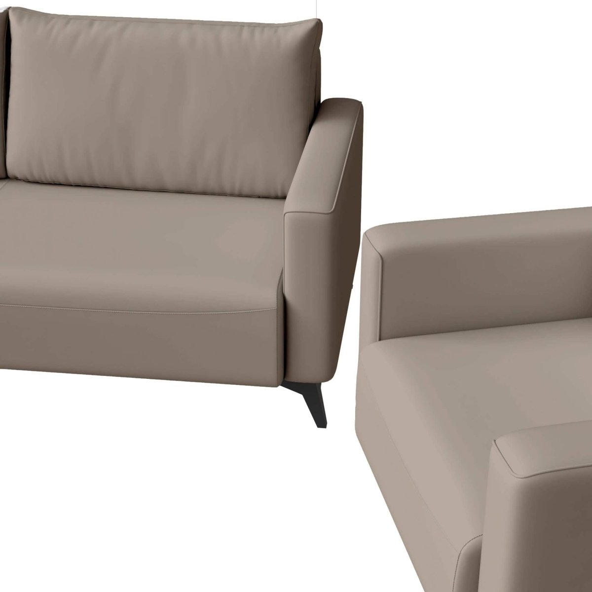 Inno 3 - Piece Leather Sofa Set with 2 Single - Seater and a Three - Seater Sofa with Stainless Steel Legs