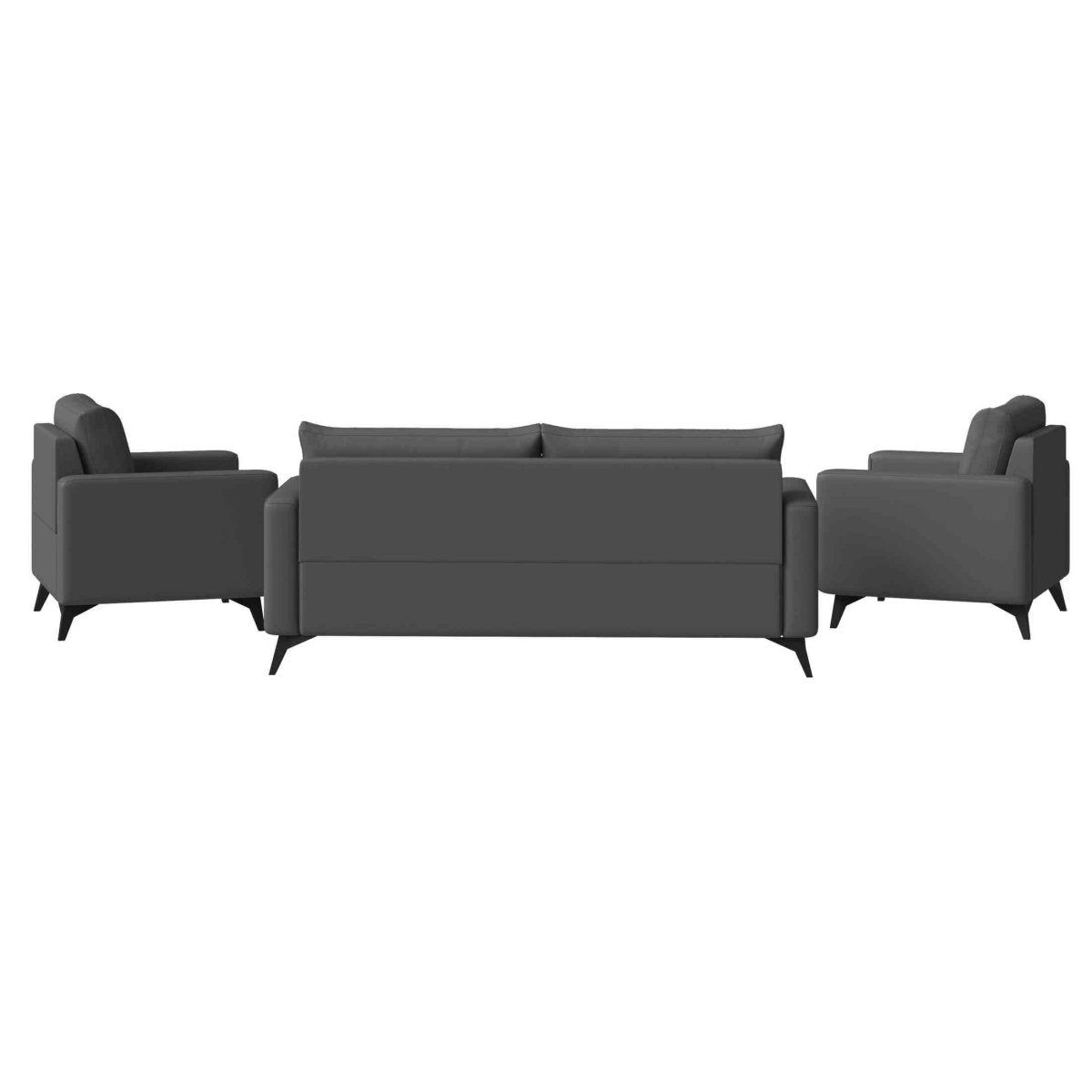 Inno 3 - Piece Leather Sofa Set with 2 Single - Seater and a Three - Seater Sofa with Stainless Steel Legs