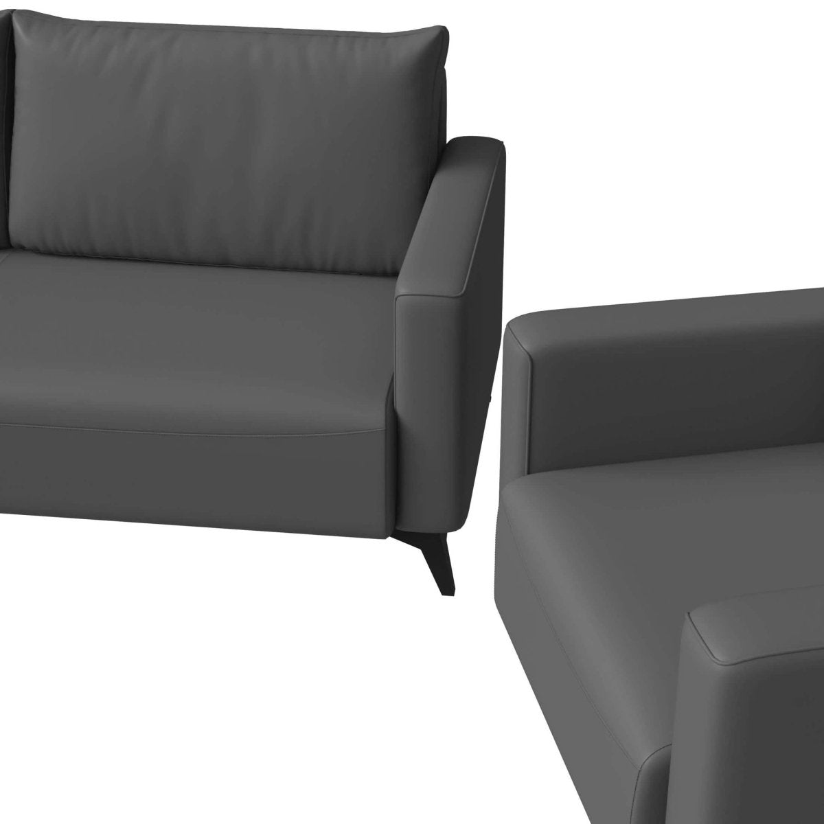 Inno 3 - Piece Leather Sofa Set with 2 Single - Seater and a Three - Seater Sofa with Stainless Steel Legs