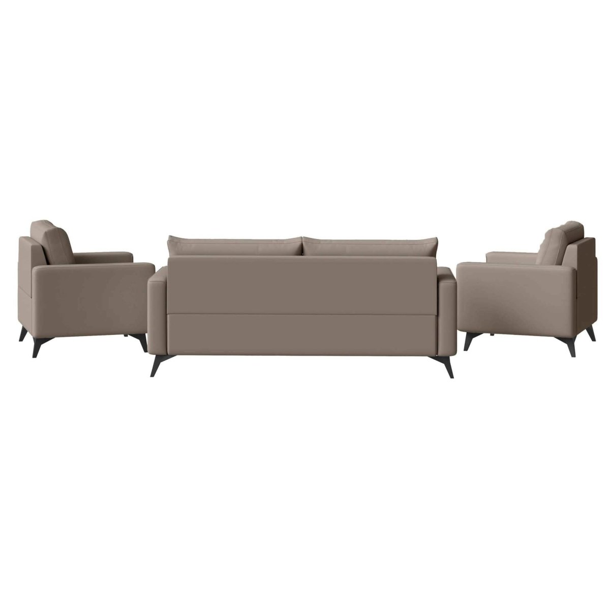 Inno 3 - Piece Leather Sofa Set with 2 Single - Seater and a Three - Seater Sofa with Stainless Steel Legs