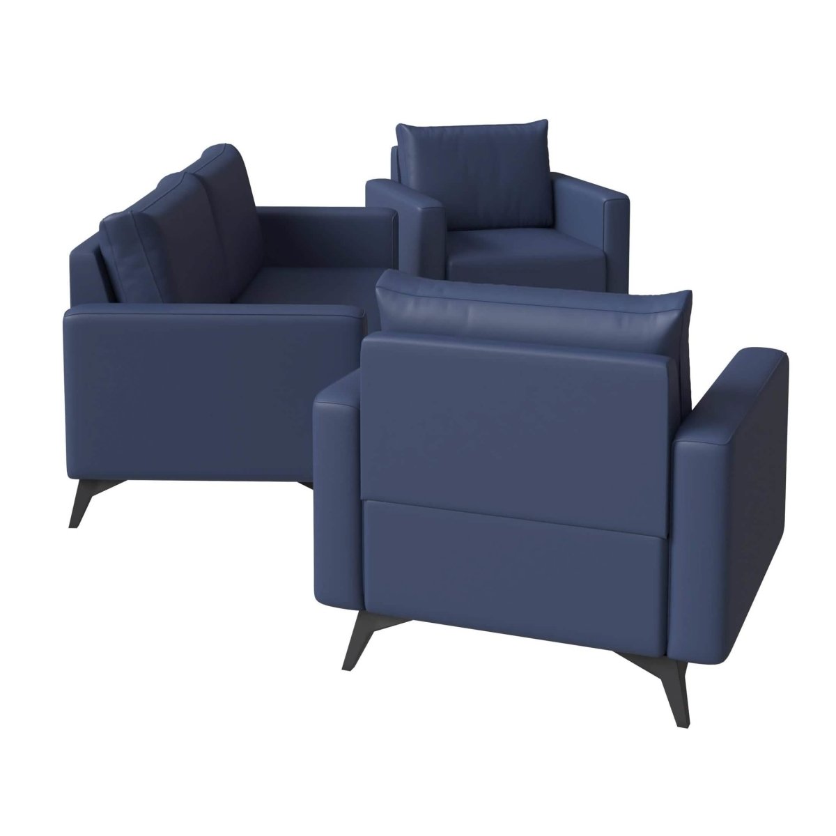 Inno 3 - Piece Leather Sofa Set with 2 Single - Seater and a Three - Seater Sofa with Stainless Steel Legs