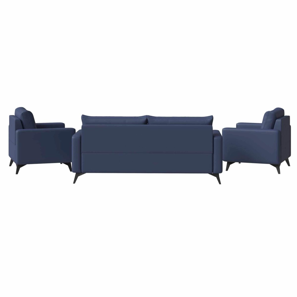 Inno 3 - Piece Leather Sofa Set with 2 Single - Seater and a Three - Seater Sofa with Stainless Steel Legs