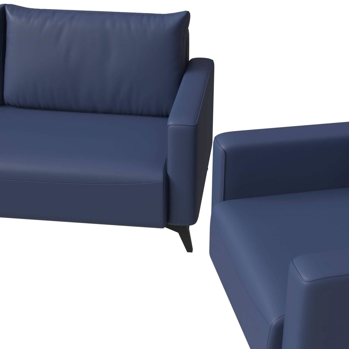 Inno 3 - Piece Leather Sofa Set with 2 Single - Seater and a Three - Seater Sofa with Stainless Steel Legs