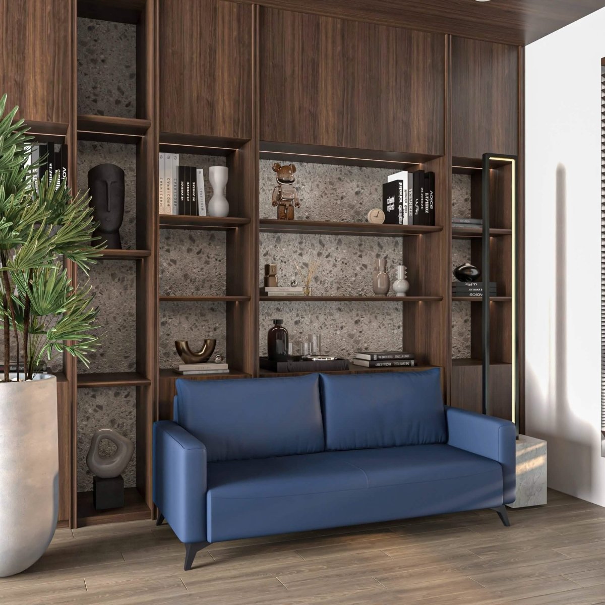 Inno 3 - Seater Leather Wide Sofa with Stainless Steel Legs and Removable Cushions
