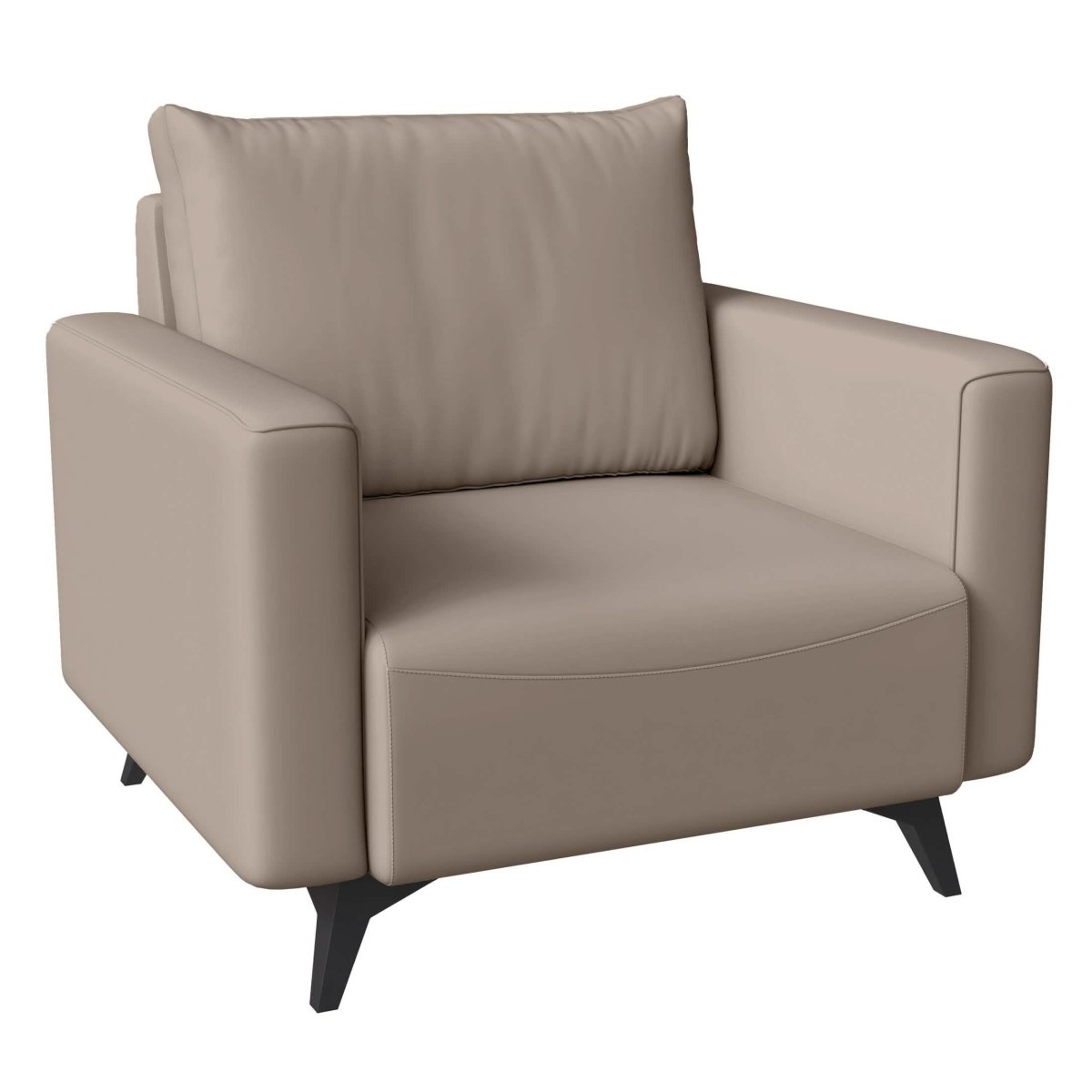 Inno Single - Seater Leather Sofa with Stainless Steel Legs and Removable Cushions