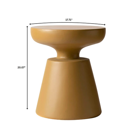 Isle Minimalist Side Table with Round Fiberstone Tabletop Accent Table and Pedestal Base