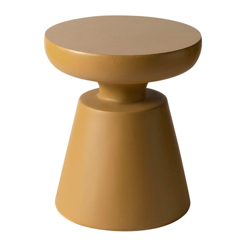 Isle Minimalist Side Table with Round Fiberstone Tabletop Accent Table and Pedestal Base