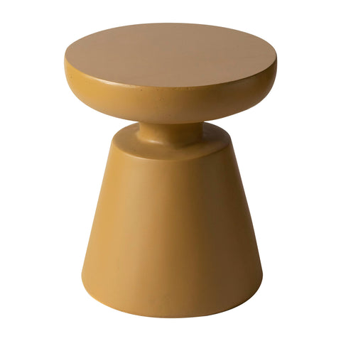 Isle Minimalist Side Table with Round Fiberstone Tabletop Accent Table and Pedestal Base