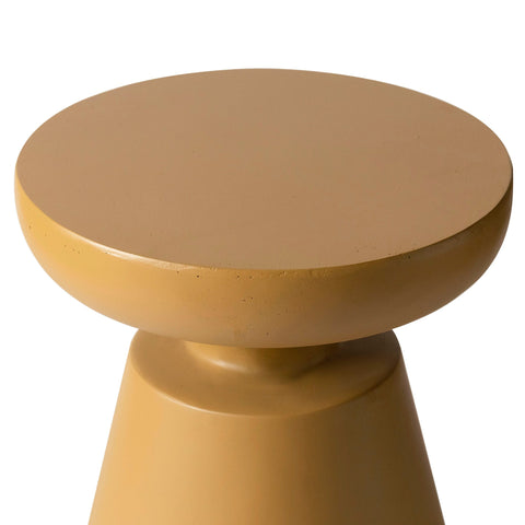 Isle Minimalist Side Table with Round Fiberstone Tabletop Accent Table and Pedestal Base