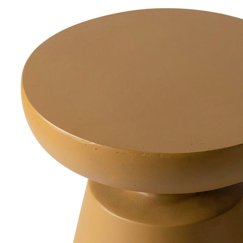 Isle Minimalist Side Table with Round Fiberstone Tabletop Accent Table and Pedestal Base