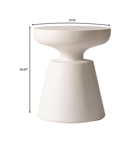 Isle Minimalist Side Table with Round Fiberstone Tabletop Accent Table and Pedestal Base