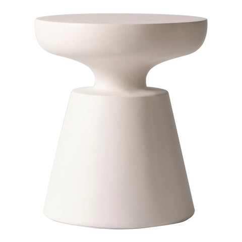 Isle Minimalist Side Table with Round Fiberstone Tabletop Accent Table and Pedestal Base