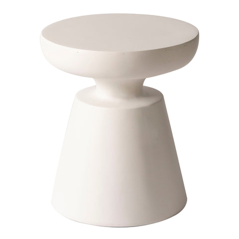 Isle Minimalist Side Table with Round Fiberstone Tabletop Accent Table and Pedestal Base