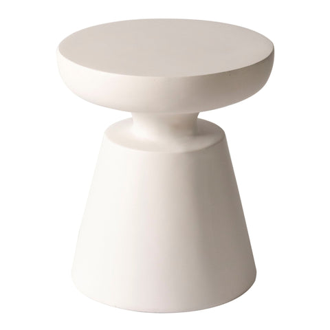 Isle Minimalist Side Table with Round Fiberstone Tabletop Accent Table and Pedestal Base