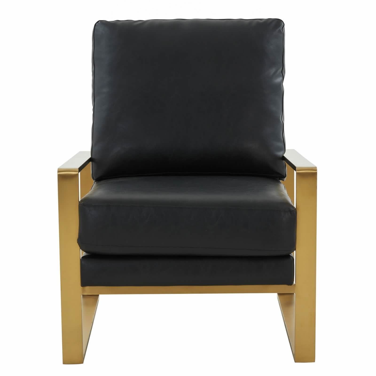 Jefferson Accent Armchair Upholstered in Velvet/Leather and Gold/Silver Metal Frame