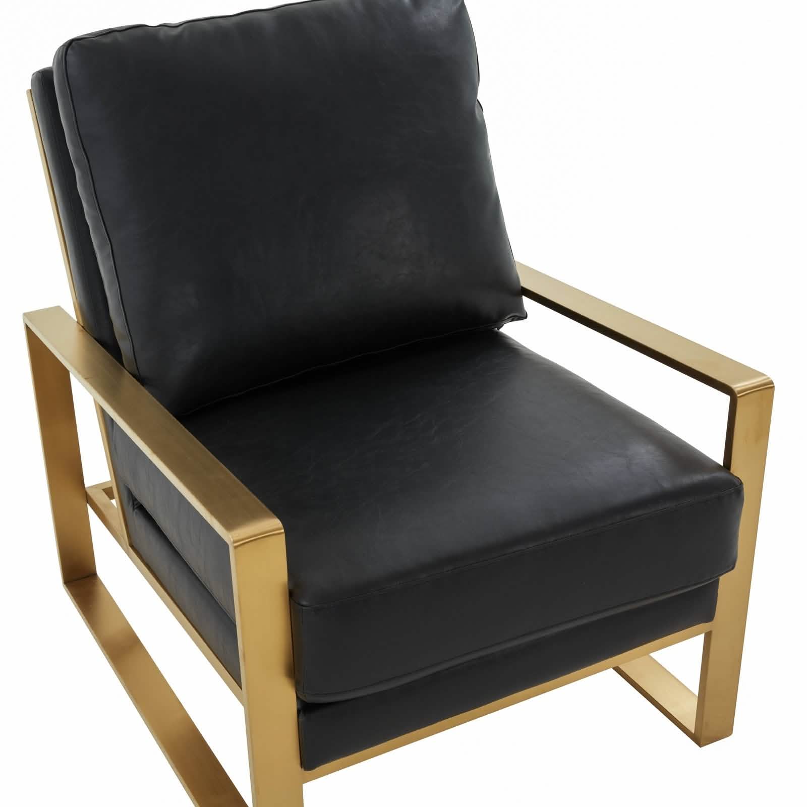 Jefferson Accent Armchair Upholstered in Velvet/Leather and Gold/Silver Metal Frame