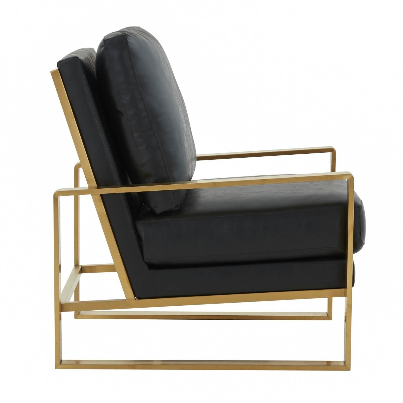 Jefferson Accent Armchair Upholstered in Velvet/Leather and Gold/Silver Metal Frame