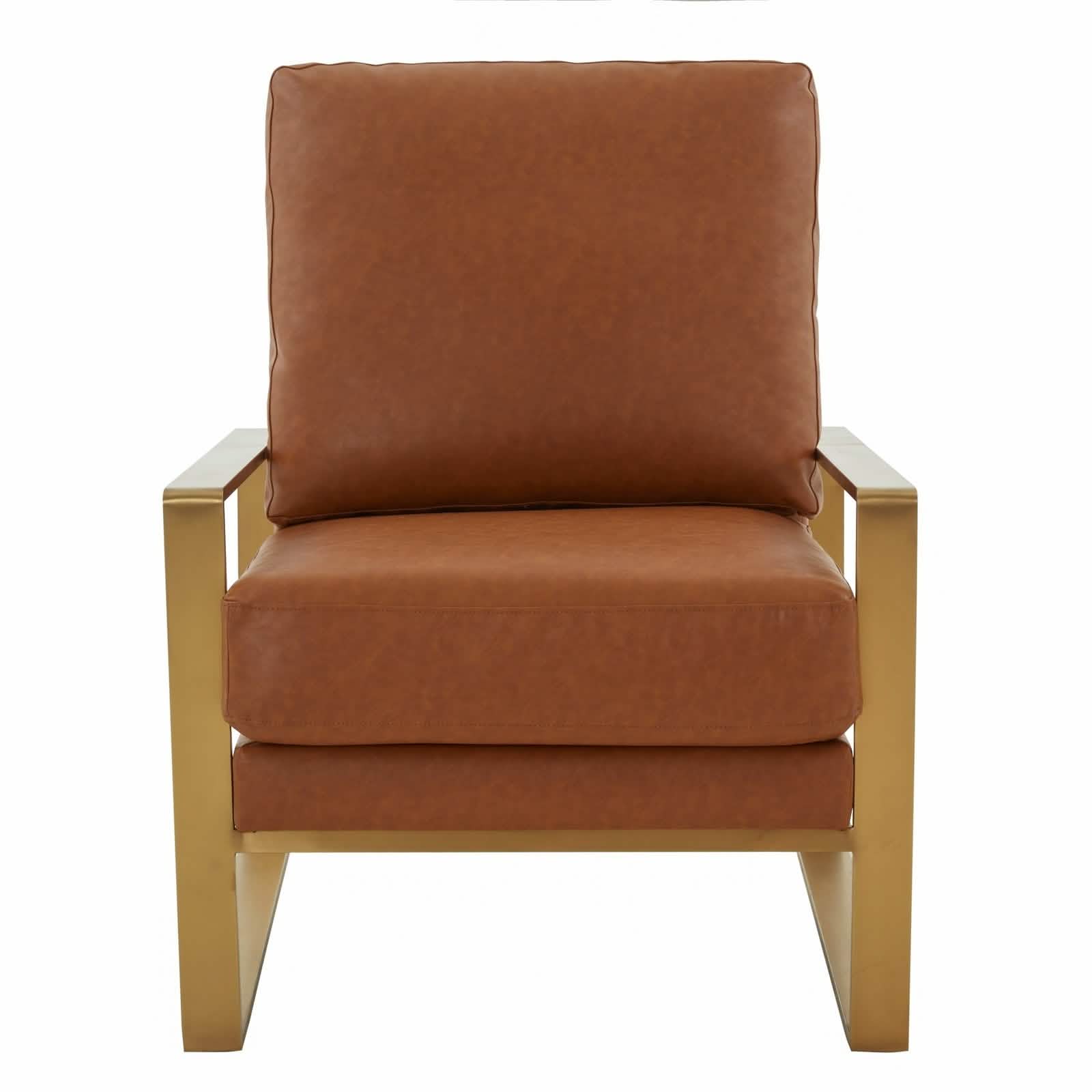 Jefferson Accent Armchair Upholstered in Velvet/Leather and Gold/Silver Metal Frame