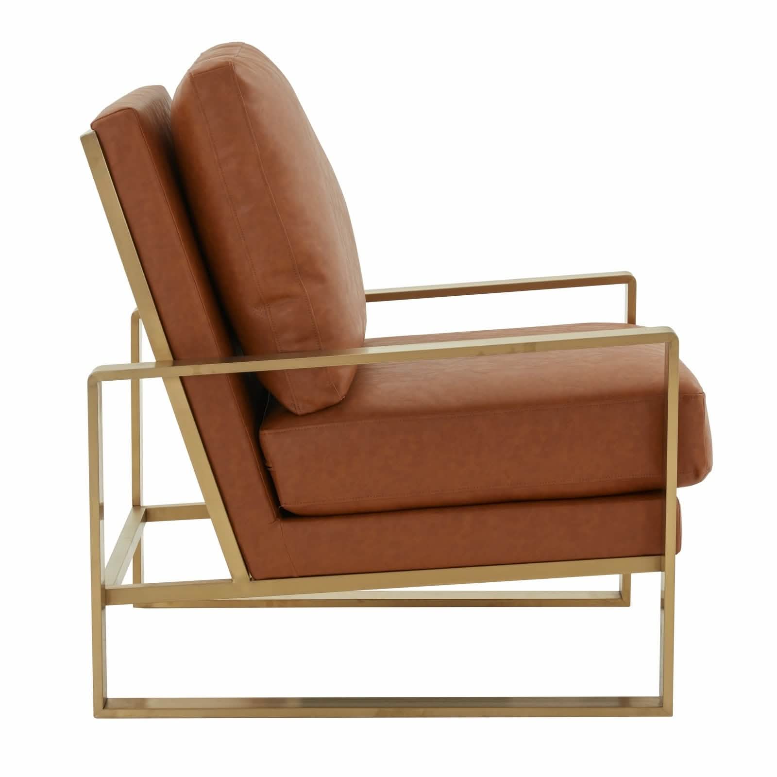 Jefferson Accent Armchair Upholstered in Velvet/Leather and Gold/Silver Metal Frame
