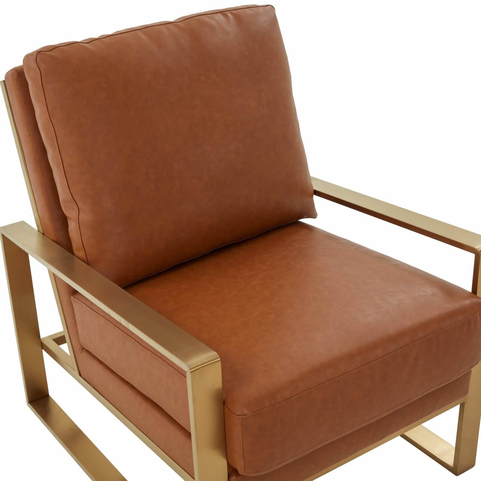 Jefferson Accent Armchair Upholstered in Velvet/Leather and Gold/Silver Metal Frame