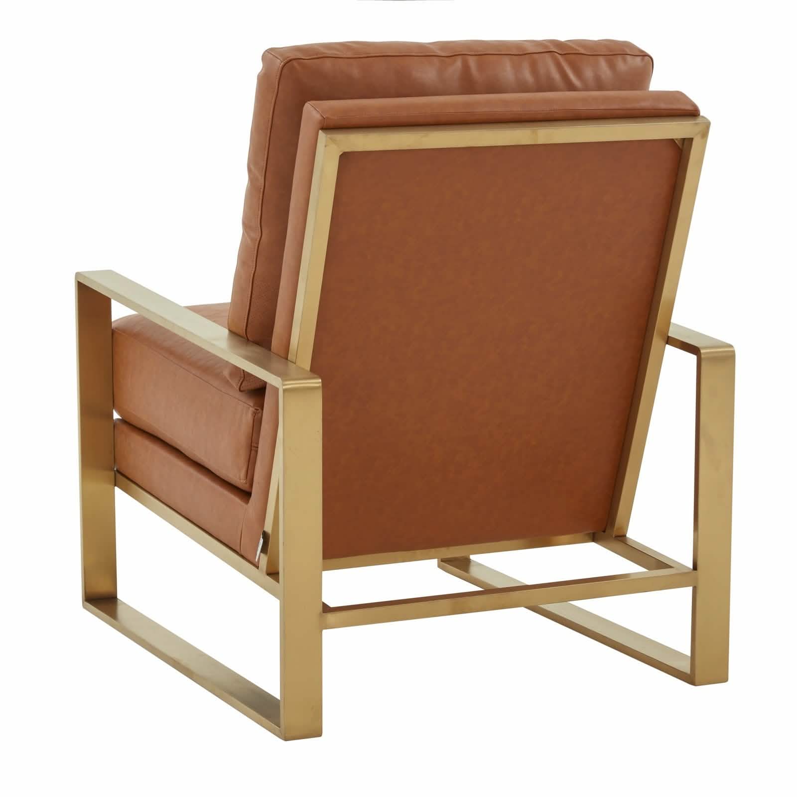 Jefferson Accent Armchair Upholstered in Velvet/Leather and Gold/Silver Metal Frame