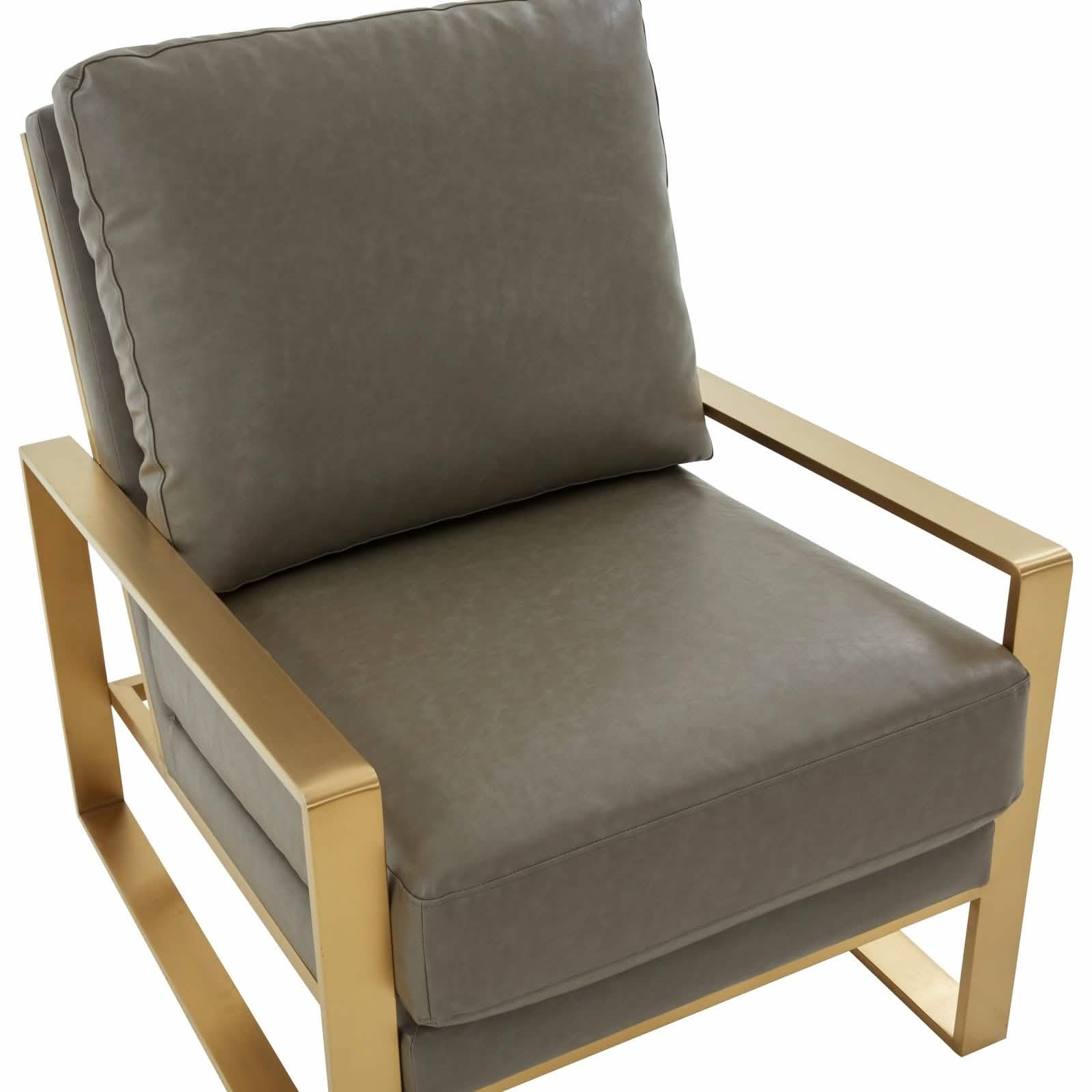 Jefferson Accent Armchair Upholstered in Velvet/Leather and Gold/Silver Metal Frame