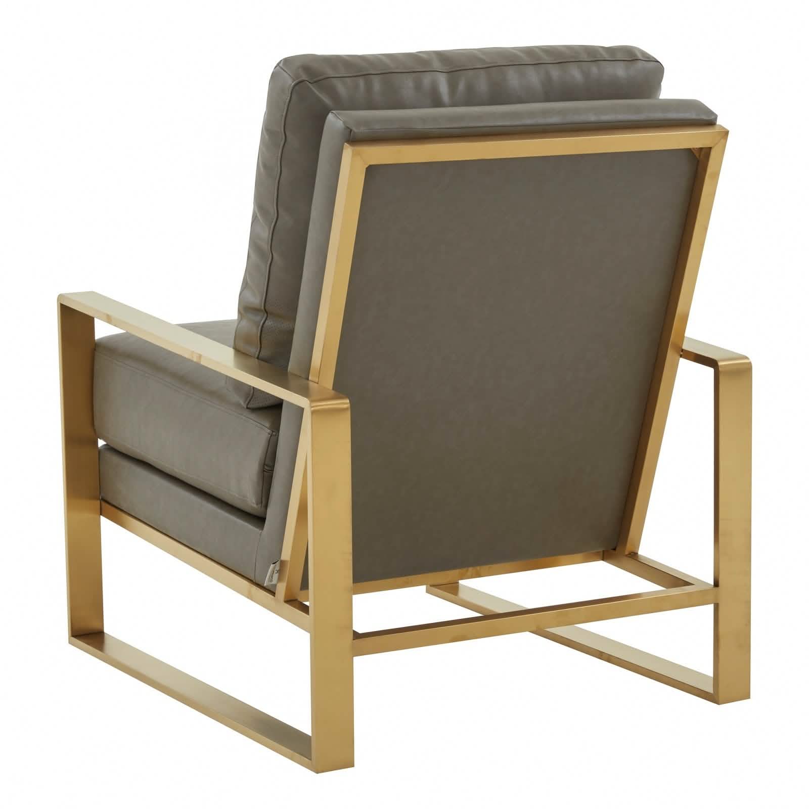 Jefferson Accent Armchair Upholstered in Velvet/Leather and Gold/Silver Metal Frame