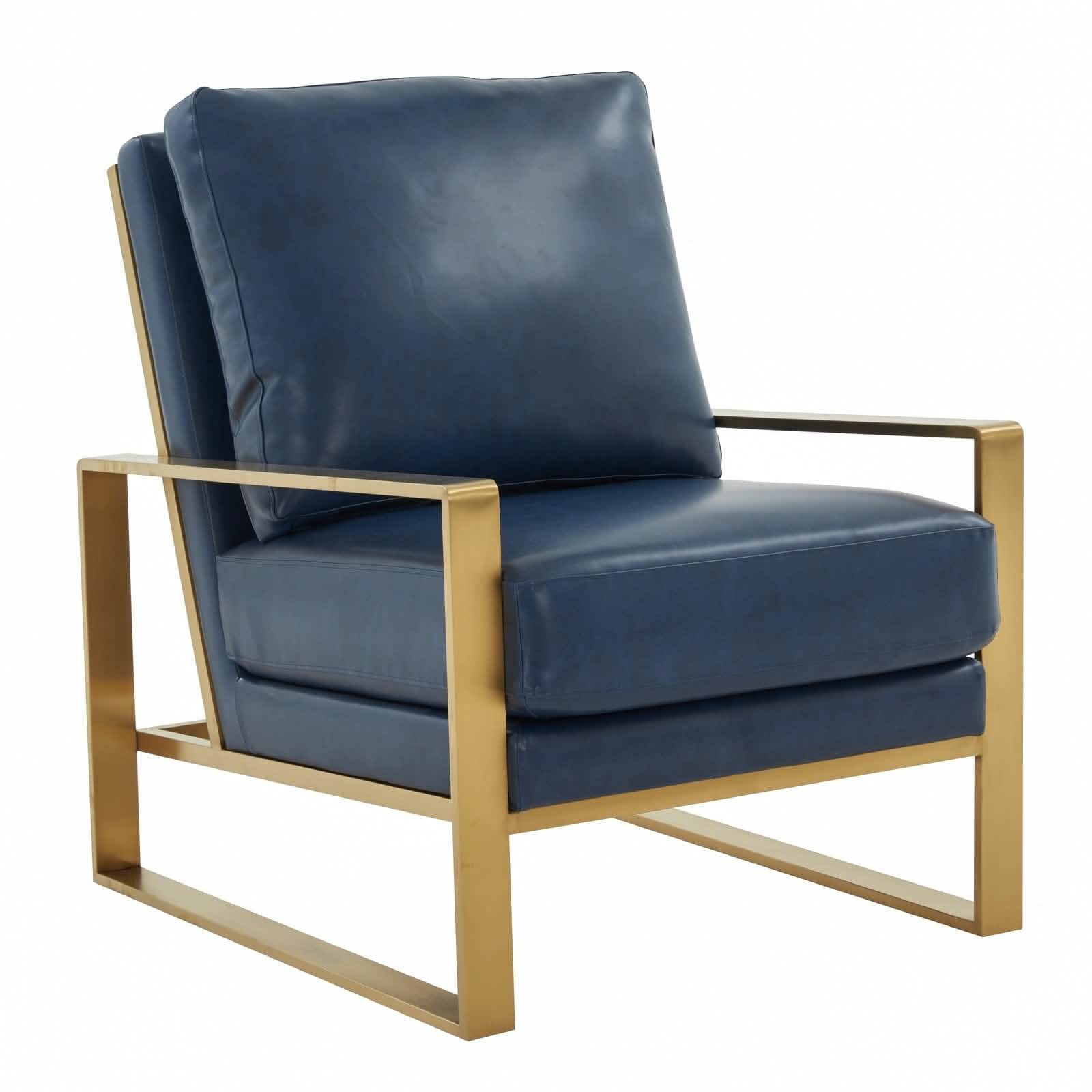 Jefferson Accent Armchair Upholstered in Velvet/Leather and Gold/Silver Metal Frame